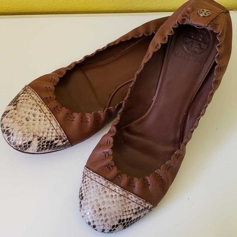 TORY BURCH Snake-Toe Flats